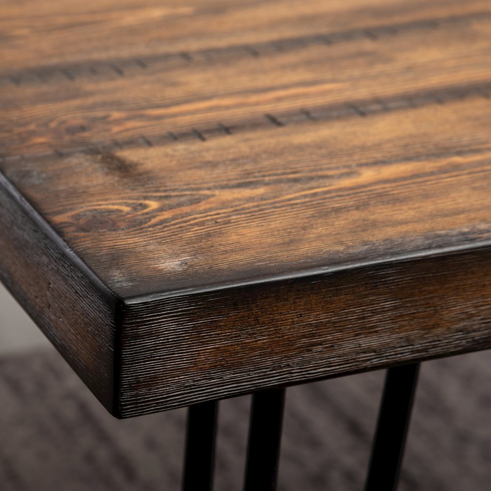 Aryven Industrial Metal Hairpin Design Dining Table, Rustic Dark Pine. Picture 8