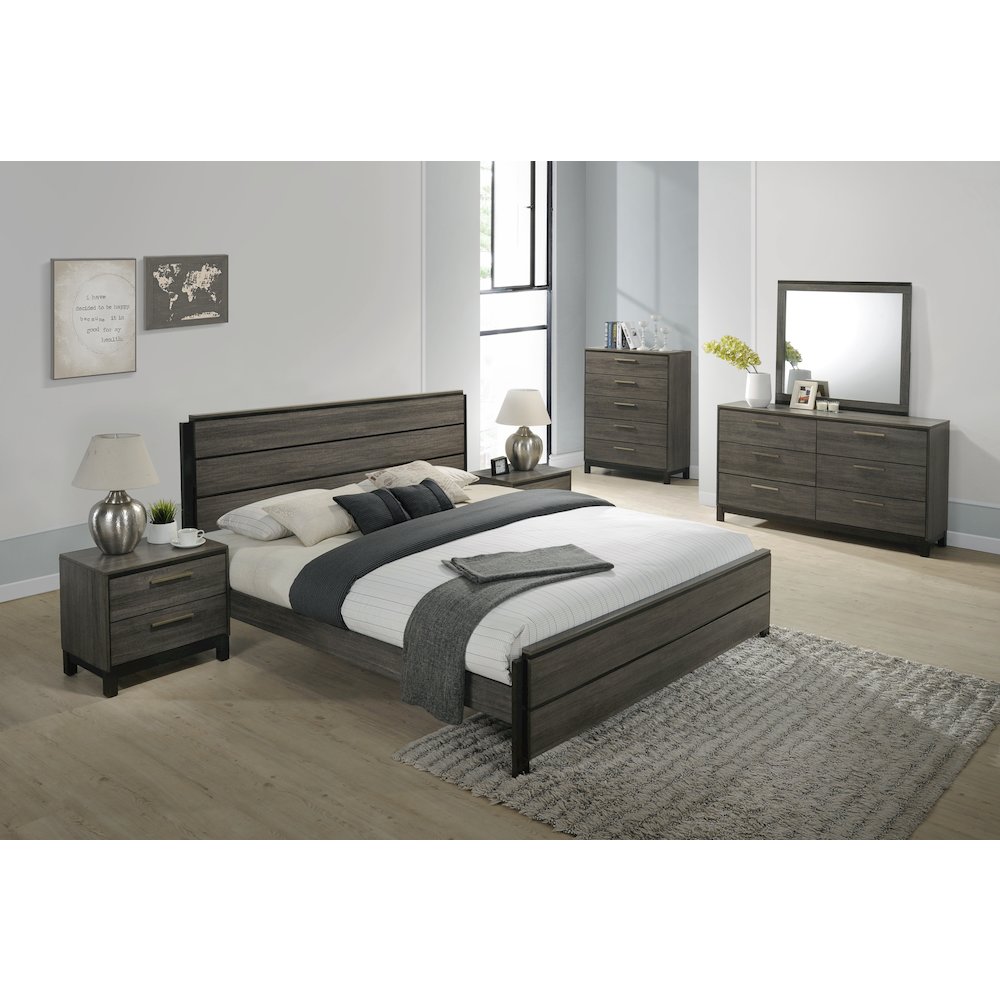Ioana Antique Grey Finish Wood 5 Drawers Chest. Picture 7