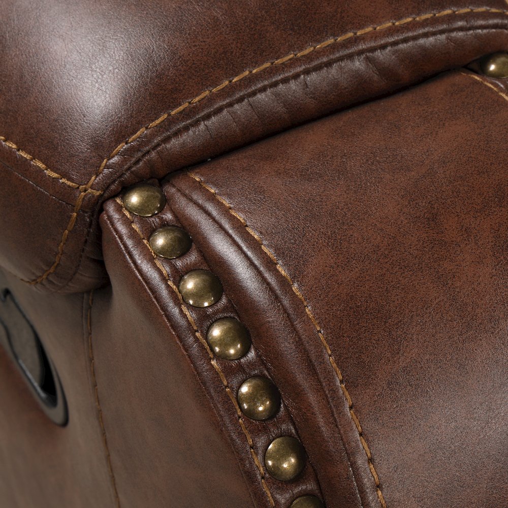 Achern Leather Manual Reclining Sofa and Loveseat, Storage Console and USB Port. Picture 11