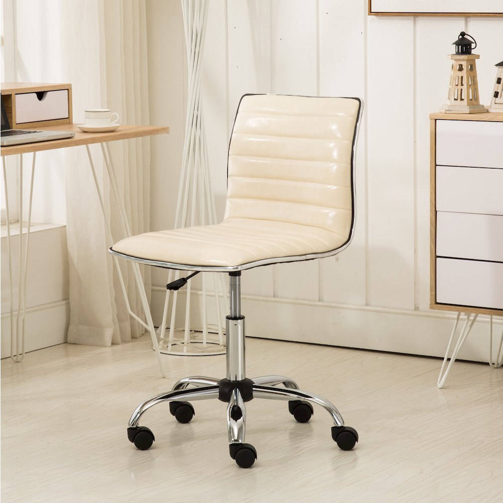 Fremo Chromel Adjustable Air Lift Office Chair in Beige. Picture 8