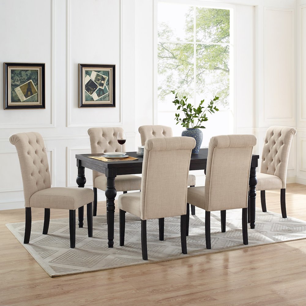 Leviton Urban Style Dining Set: Table and 6 Chairs, Tan. Picture 2