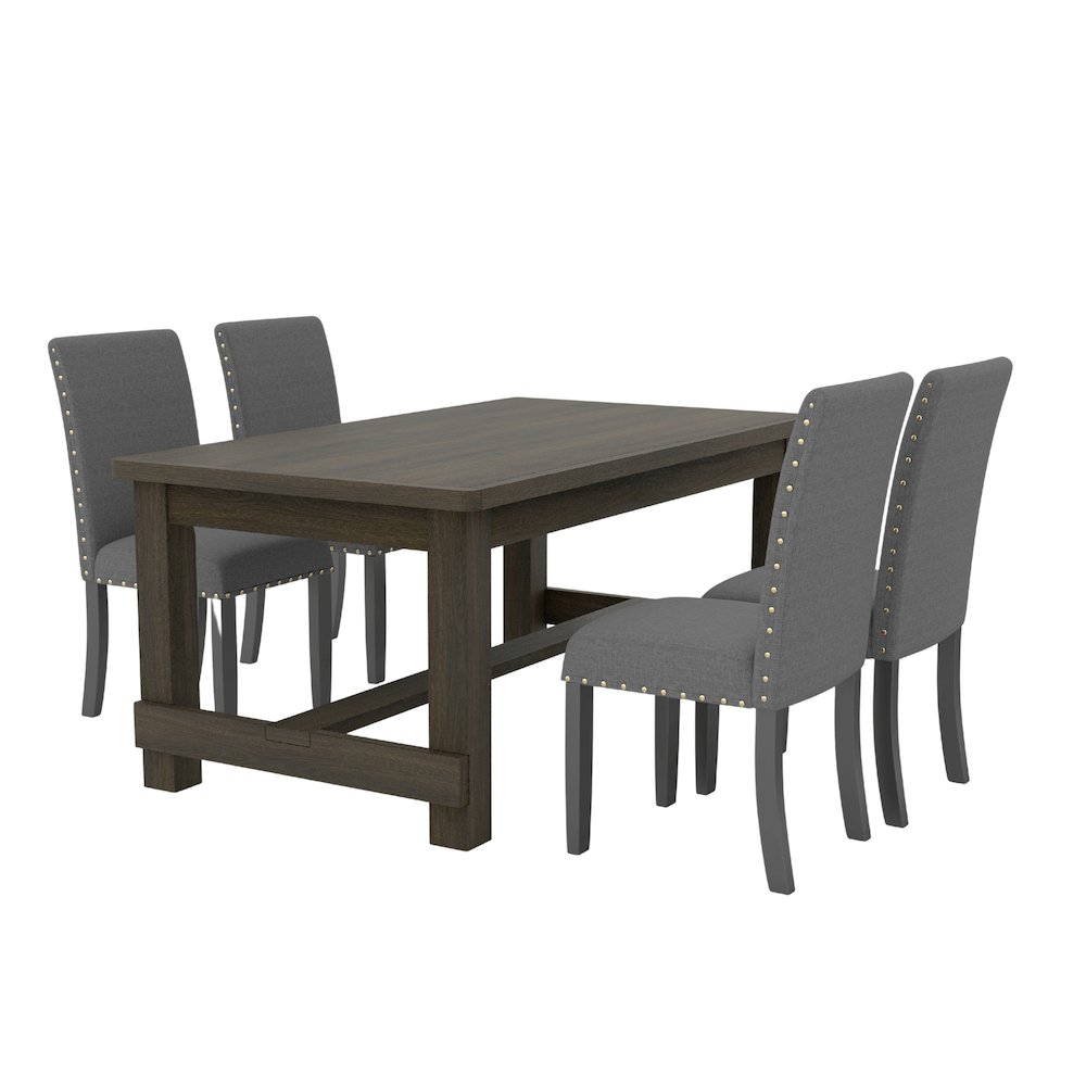 Muzzi Contemporary 5-Piece Dining Set, Dining Table with 4 Stylish Chairs, Gray. Picture 1