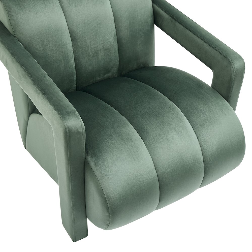 Velmor Contemporary Velvet Accent Armchair, Green. Picture 4