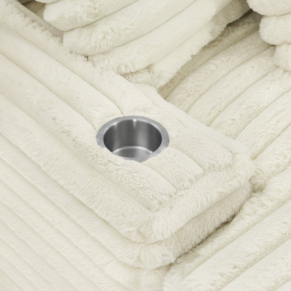 Gaviella Wide Wale Corduroy Oversized Multi-Functional Chaise Lounge, White. Picture 7