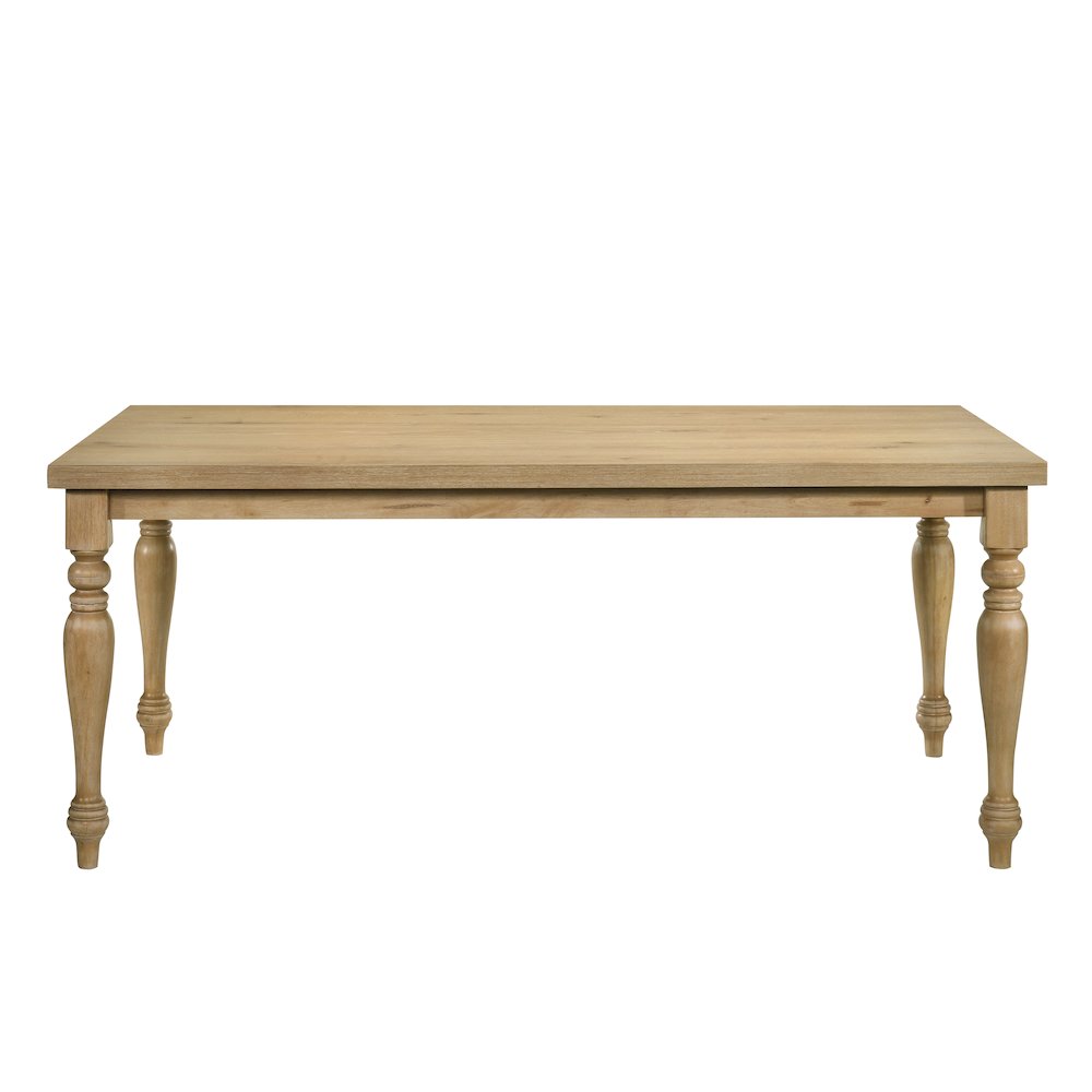 Verta Solid Wood Leg Dining Table with Oak Veneer Top and Turned Legs. Picture 7