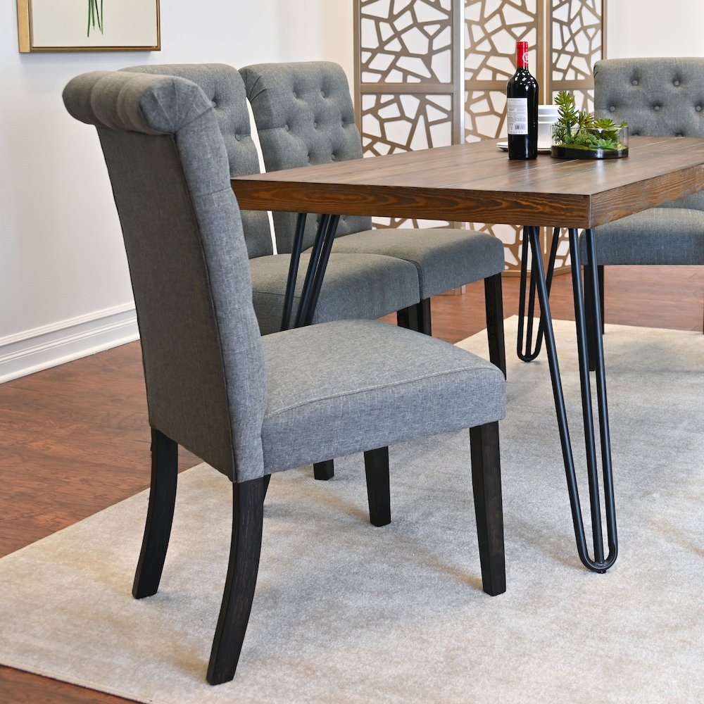 Ashford 7-Pc Dining Set, Hairpin Dining Table with 6 Chairs, Gray. Picture 9