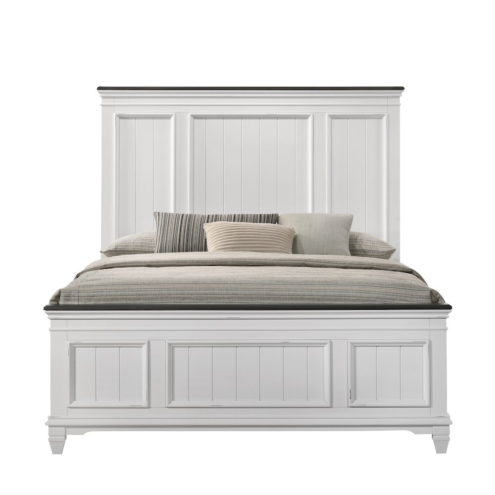 Clelane Shiplap Wood Panel Bed, Queen, Weathered White and Gray. Picture 4