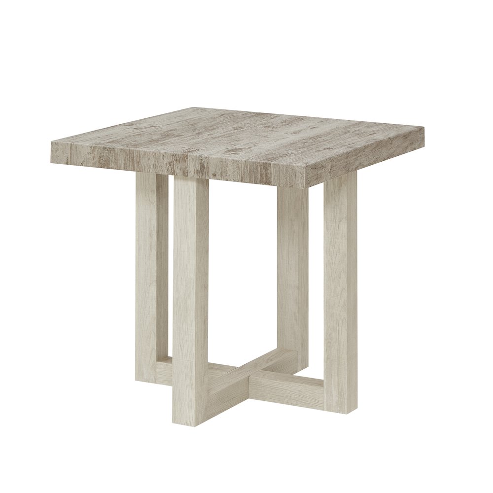 Luno Contemporary End Table, Weathered Gray and Beige. Picture 1