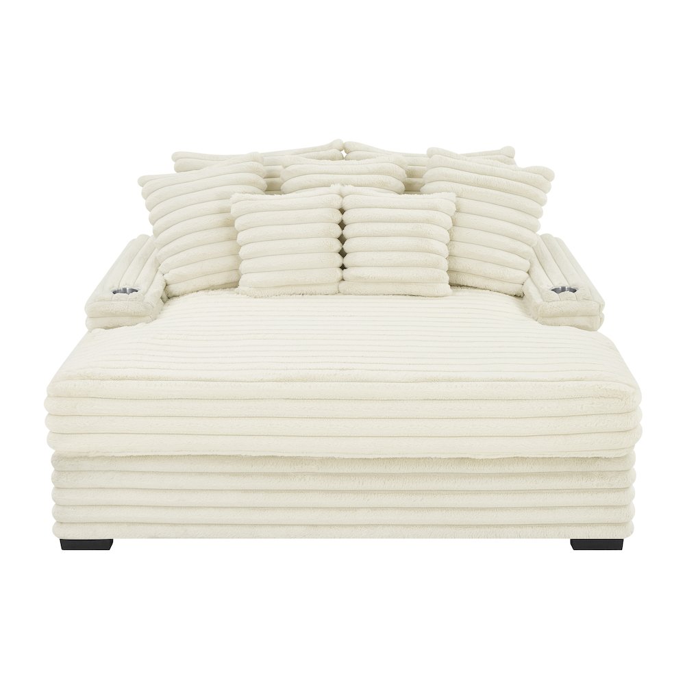 Gaviella Wide Wale Corduroy Oversized Multi-Functional Chaise Lounge, White. Picture 12