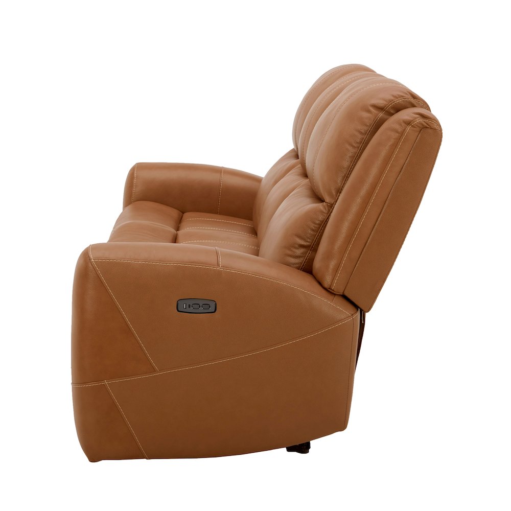 Cozura Leather Power Dual Reclining Sofa, Silverado Butternut. Picture 4