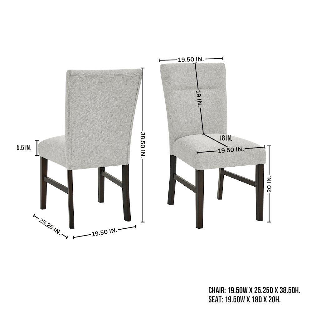 Madison Contemporary Upholstered Dining Chairs,Set of 2,Gray. Picture 8