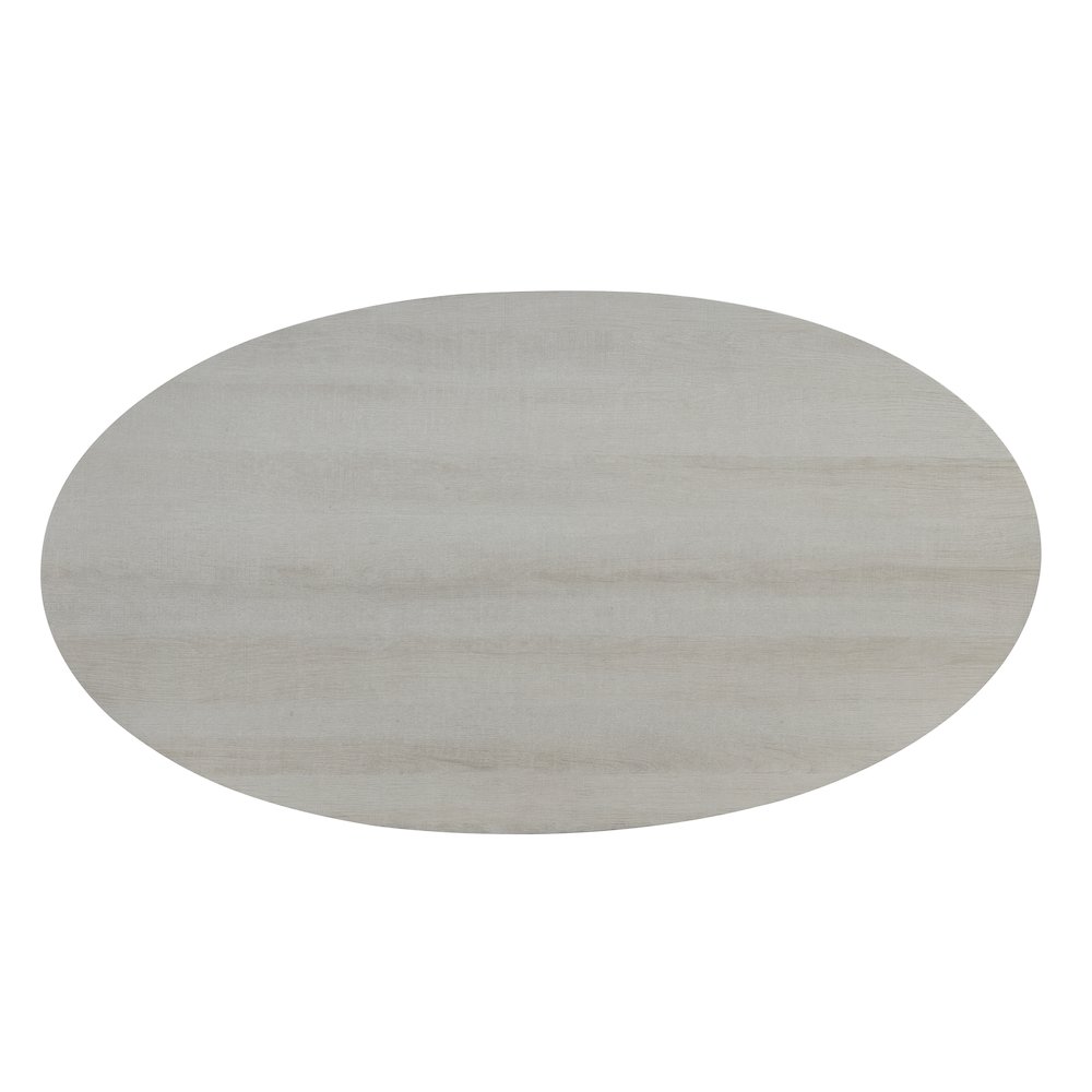Anze Contemporary Oval Wood Shelf Coffee Table in White Finish. Picture 6