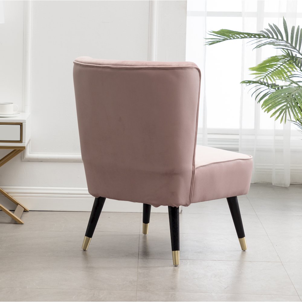Elon Contemporary Velvet Upholstered Accent Chair, Pink. Picture 5