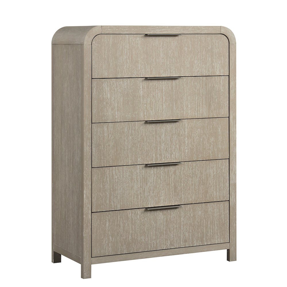 Tavari Contemporary 5-Drawer Wood Chest, Light Gray. Picture 1