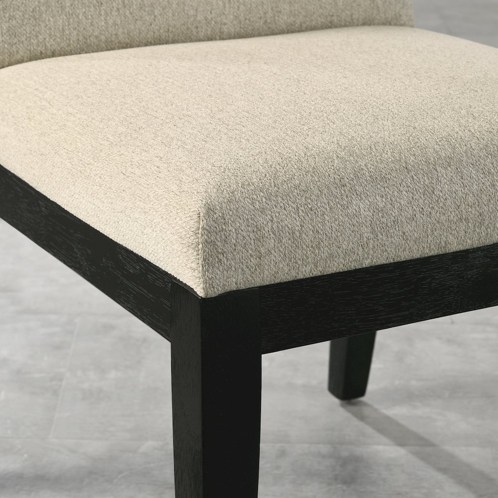 Rocco Contemporary Solid Wood Dining Chairs, Set of 2, Beige. Picture 8