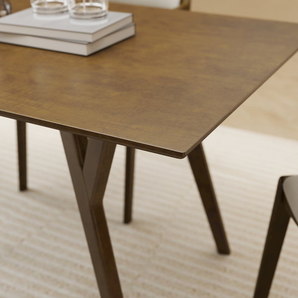 Lavin Contemporary Walnut Finish Dining Table with Solid Wood Base. Picture 6