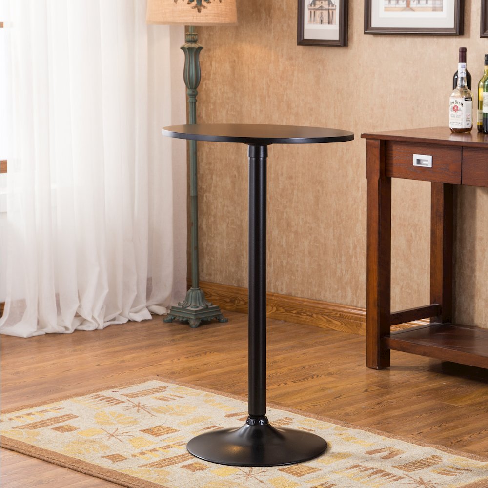 Belham Black Round Top with Black Leg And Base Metal Bar Table. Picture 3