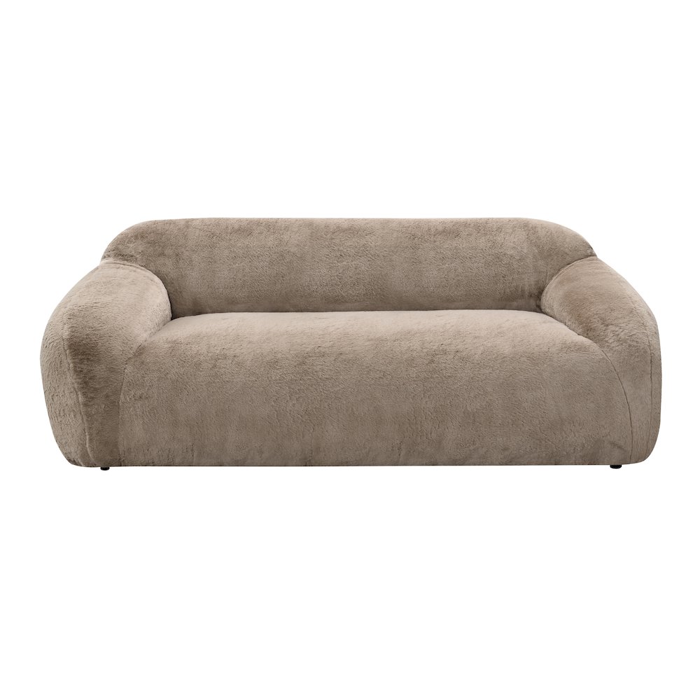 Adell Polar Bear Faux Fur Upholstered Sofa, Camel Brown. Picture 3