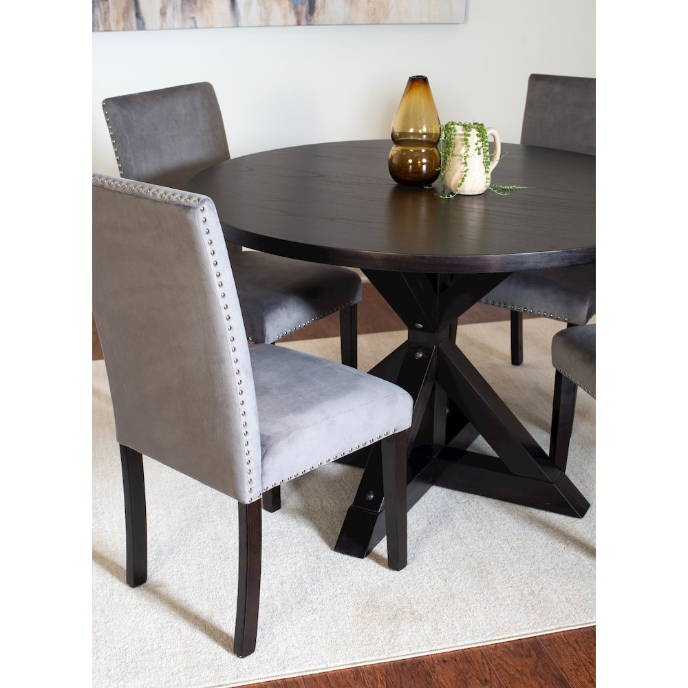 Enbridge 5-Pc Dining Set, Cross-Buck Dining Table with 4 Stylish Chairs, Gray. Picture 5
