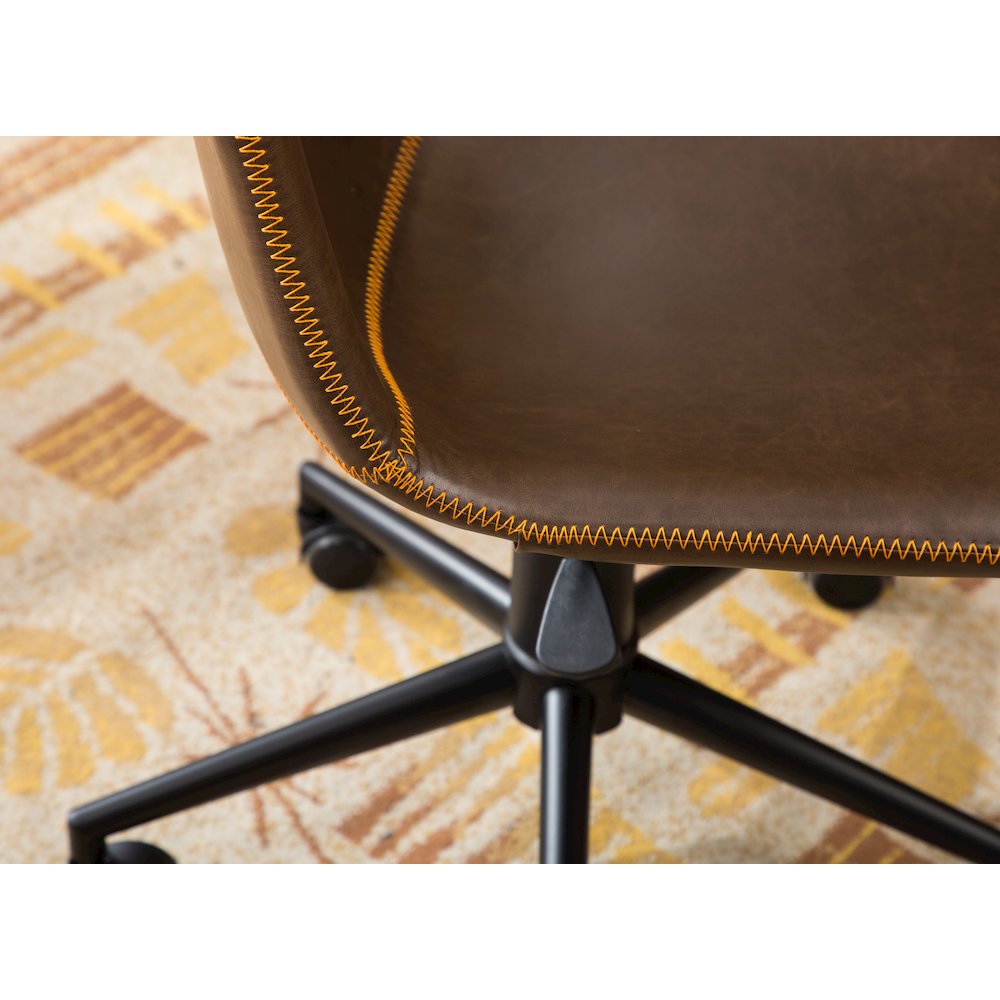Cesena Faux Leather 360 Swivel Air Lift Office Chair, Antique Brown. Picture 8