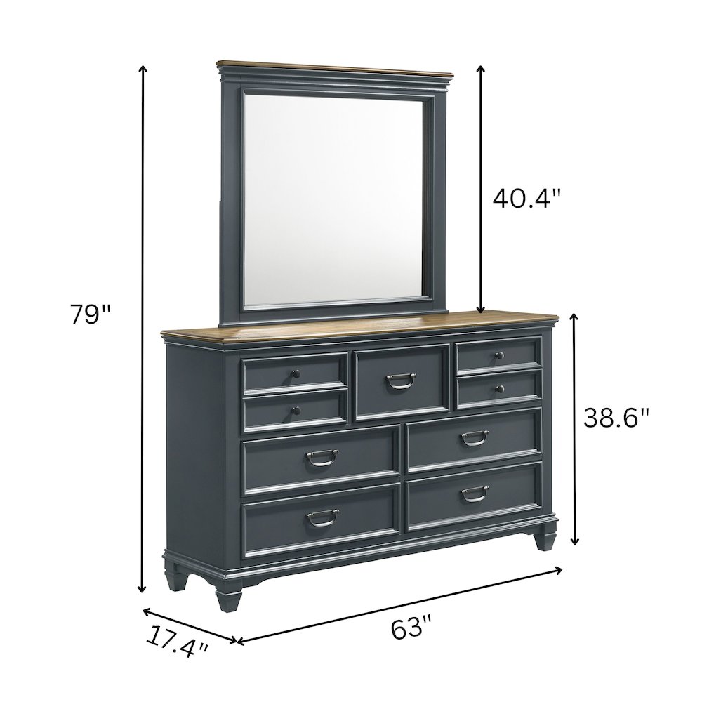 Clelane Wood Bedroom Set Panel King Bed, Dresser, Mirror, 2 Nightstands, Chest. Picture 16