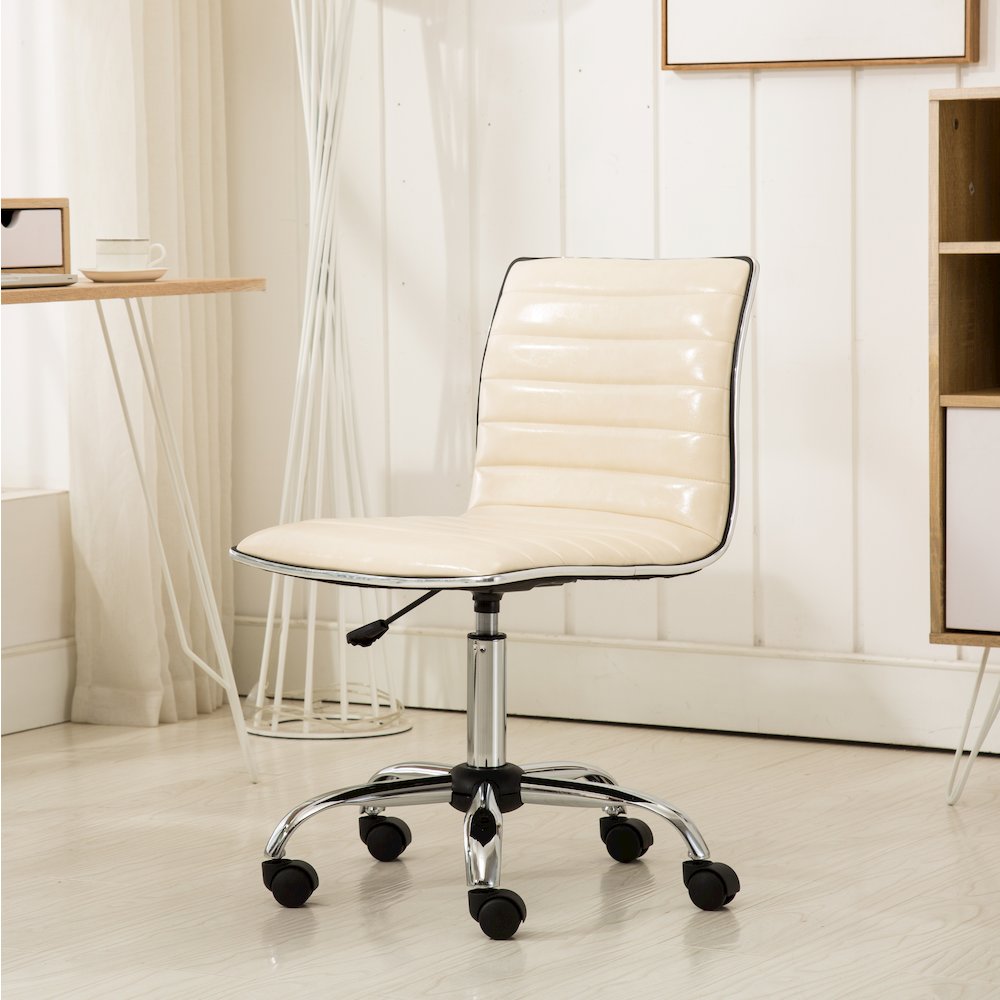 Fremo Chromel Adjustable Air Lift Office Chair in Beige. Picture 3
