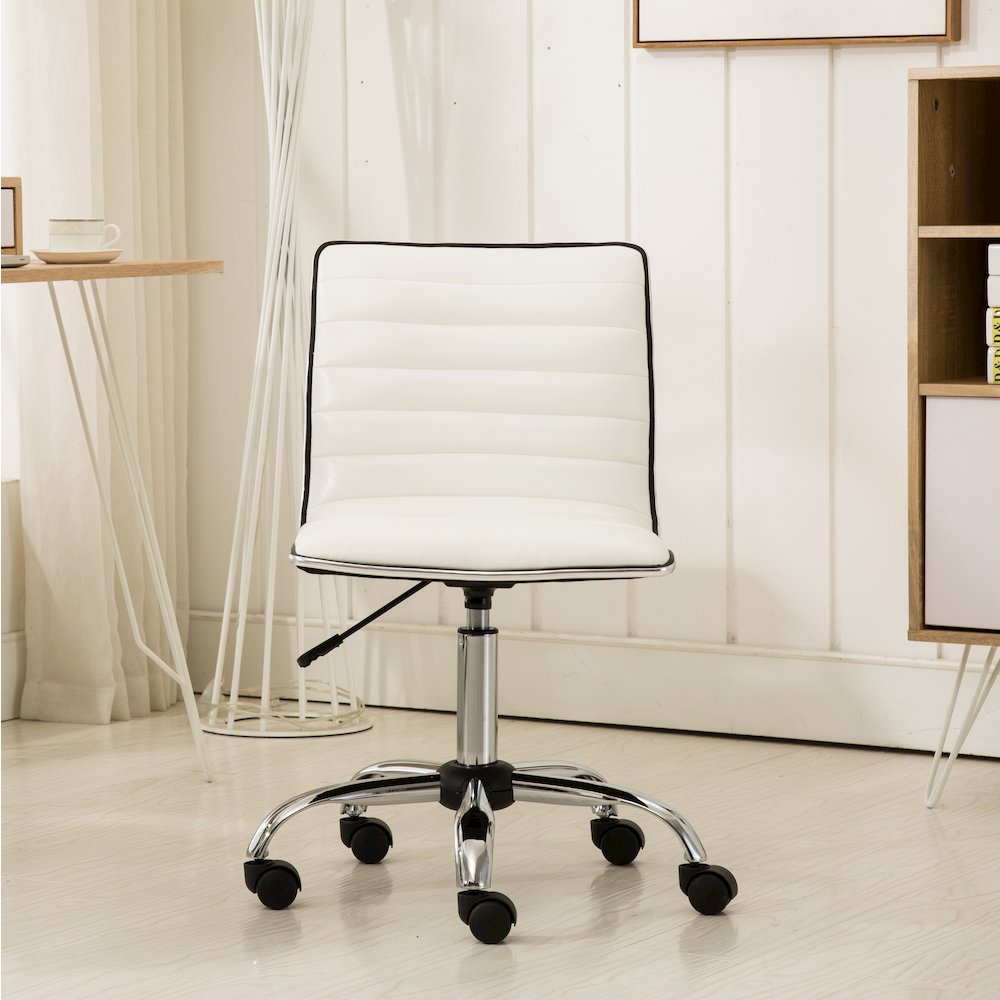 Fremo Chromel Adjustable Air Lift Office Chair in White. Picture 2