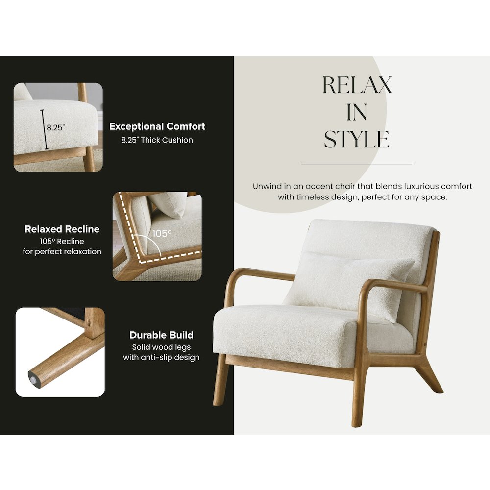 Eterna Mid-Century Modern Accent Chair with Pillow. Picture 11