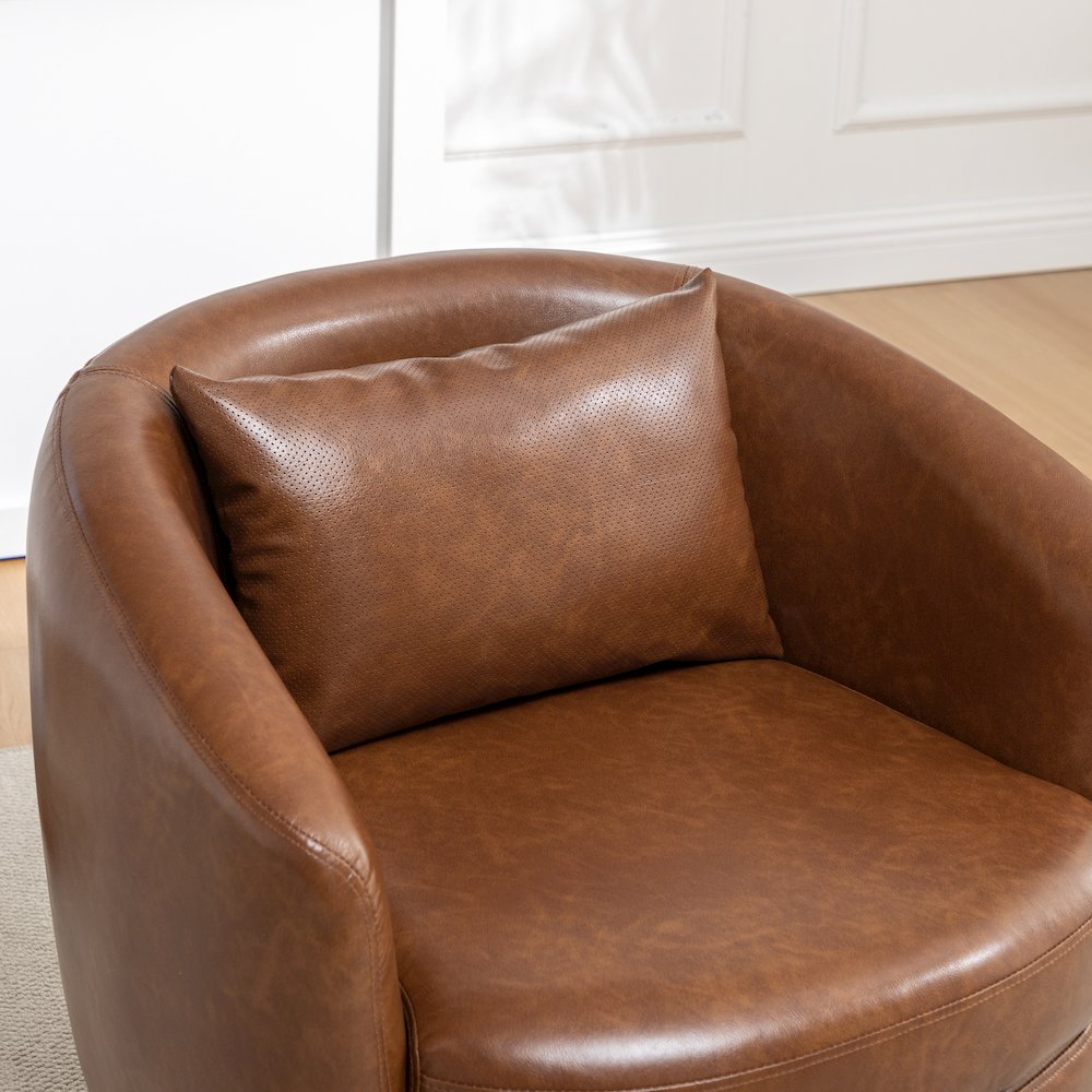 Orenza Modern Faux Leather Swivel Barrel Accent Club Chair. Picture 11