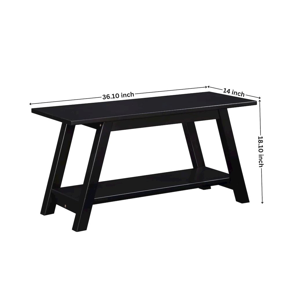 Elyz Solid Wood Bench with Shelf, 36.10-Inch Long. Picture 5