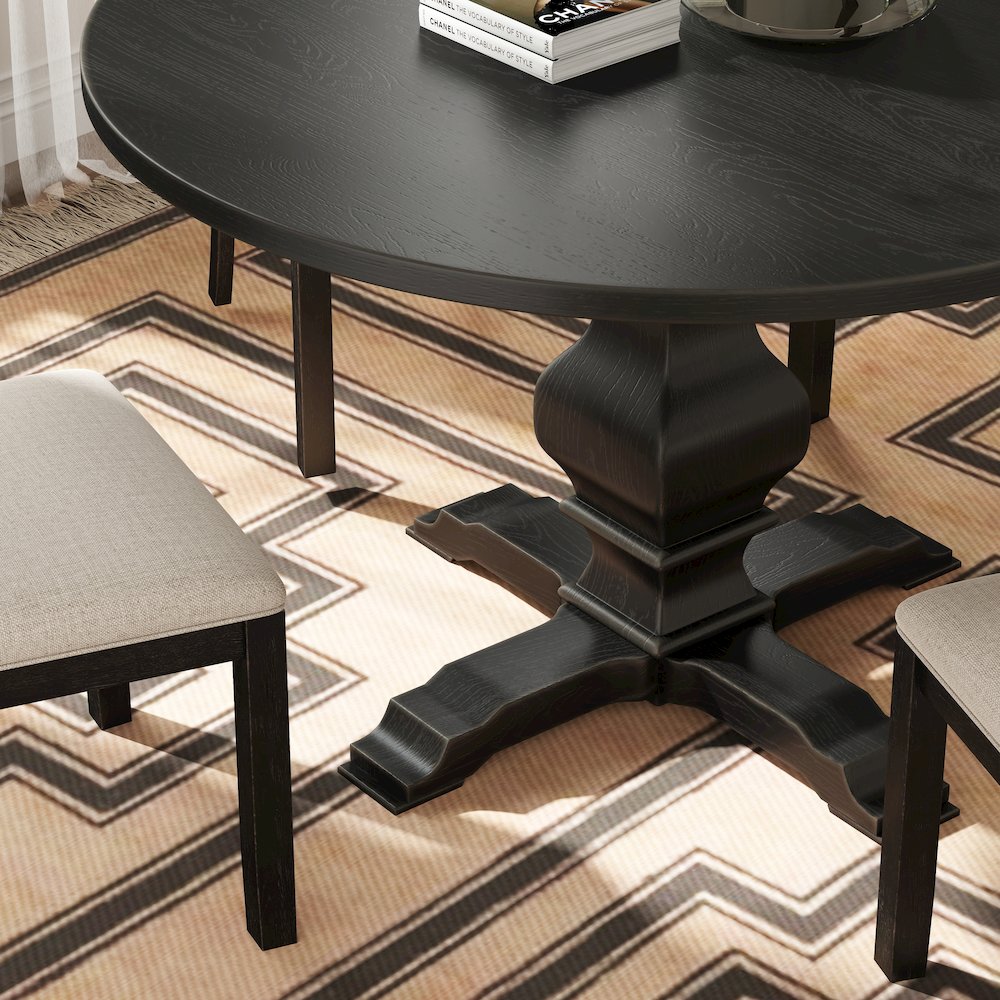 Havre Dining Set, Pedestal Round Table with 4 Chairs. Picture 7