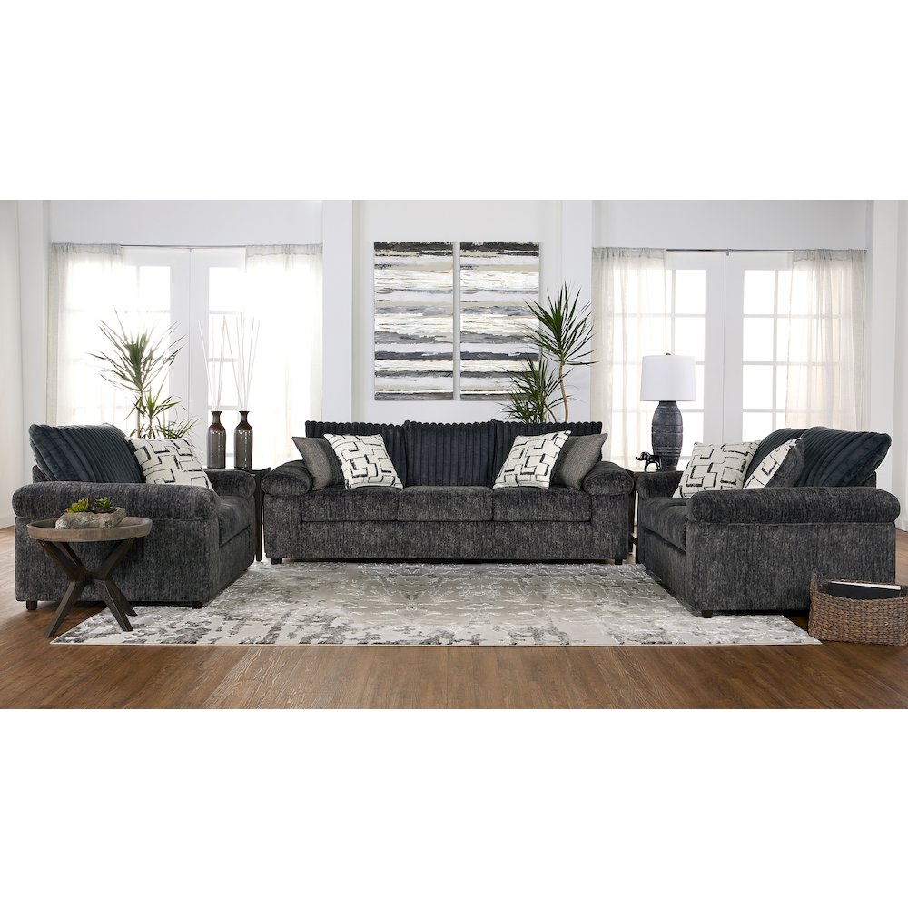 Nason Wide Wale Corduroy Sofa, Loveseat, and Cuddle Chair Set, Charcoal. Picture 2