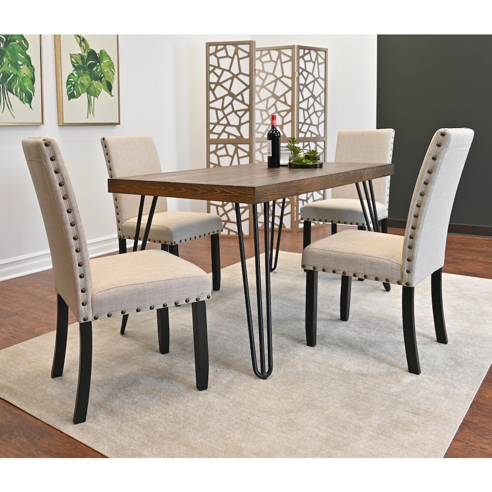 Amisos 7-Pc Dining Set, Hairpin Dining Table with 6 Chairs, Tan. Picture 6