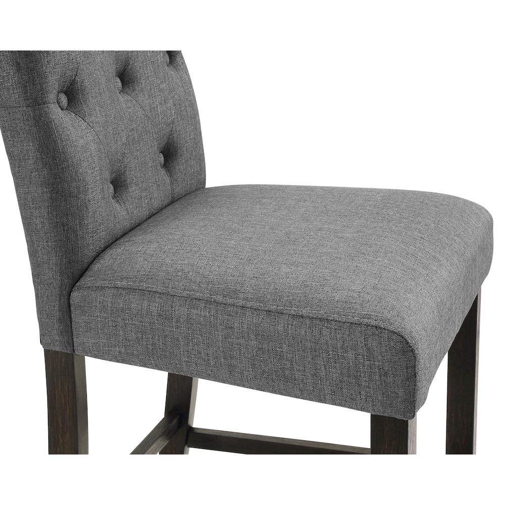 Leviton Solid Wood Tufted Asons Counter Height Stool, Set of 2, Gray. Picture 3