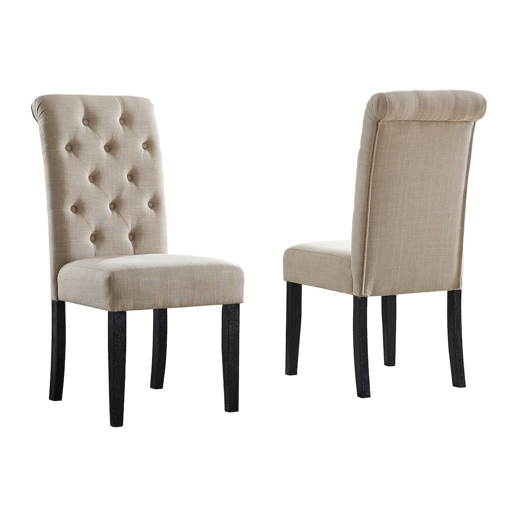 Leviton Solid Wood Tufted Asons Dining Chair, Set of 2, Tan. Picture 6