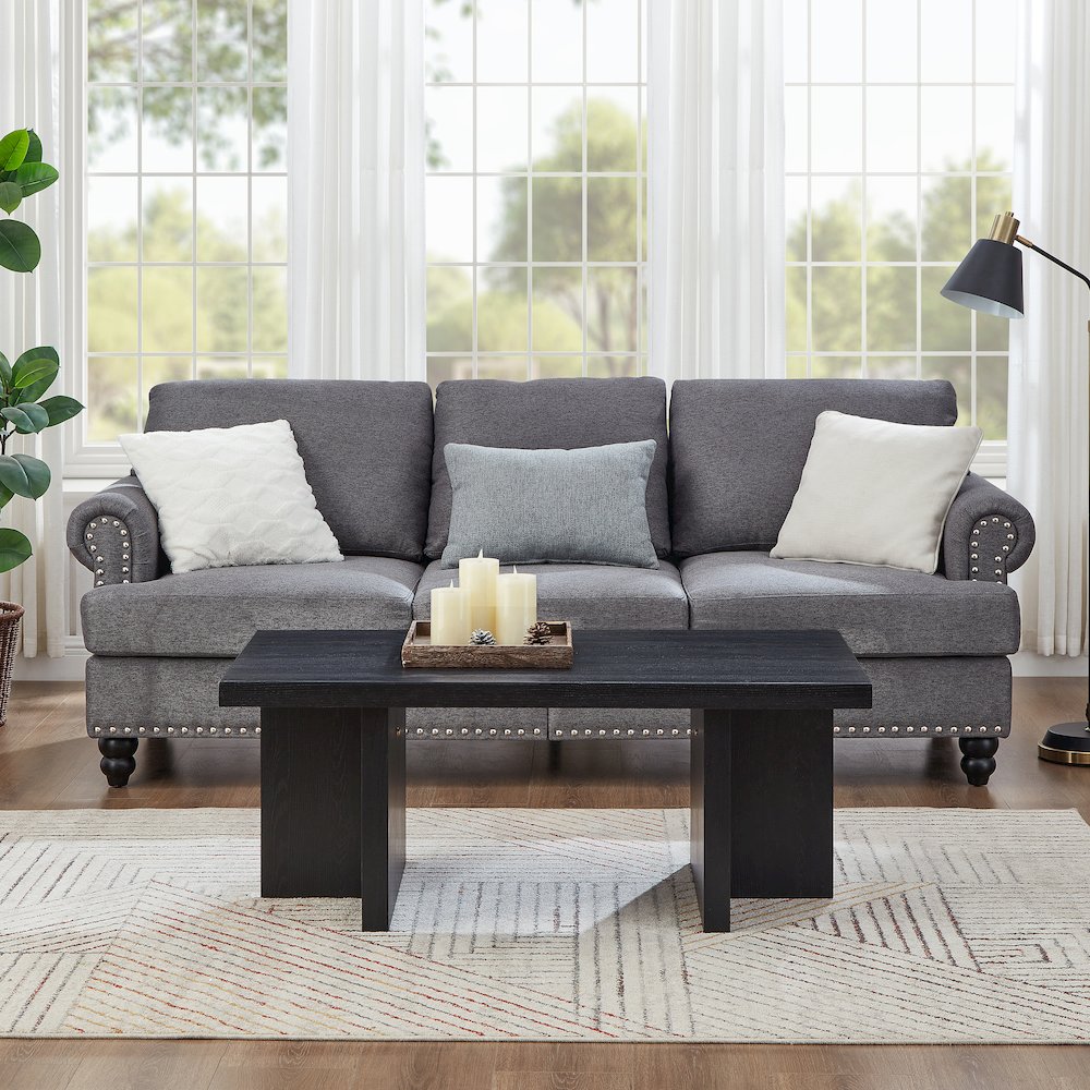 Mchome 3-Piece Coffee Table Set, Coffee Table and Two End Tables, Black Finish. Picture 5