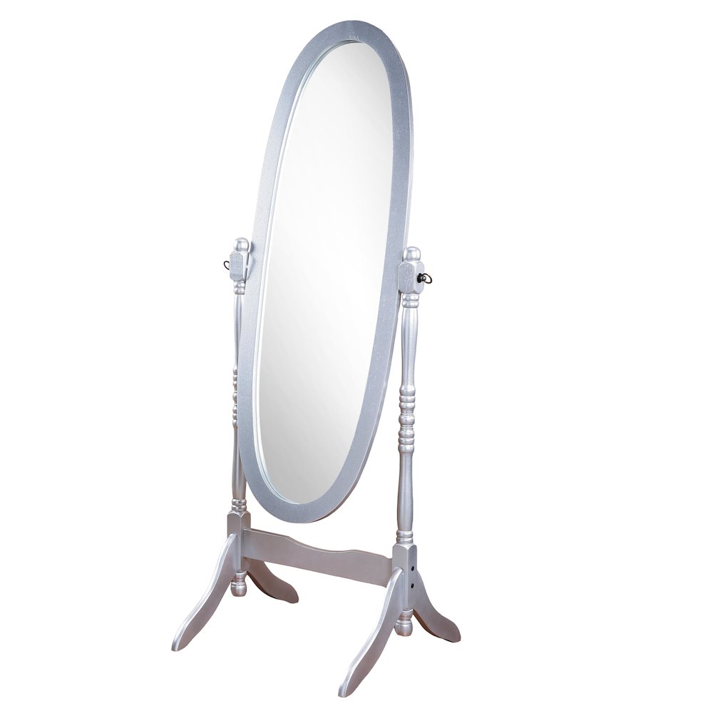 Audi Traditional Queen Anna Style Wood Floor Cheval Mirror, Silver Finish. Picture 6