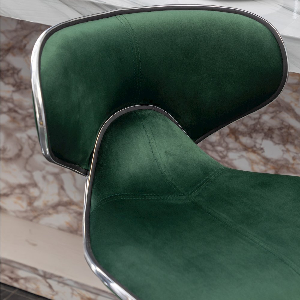 Masaccio Velvet Upholstered Adjustable Swivel Barstool, Set of 2, Green. Picture 9