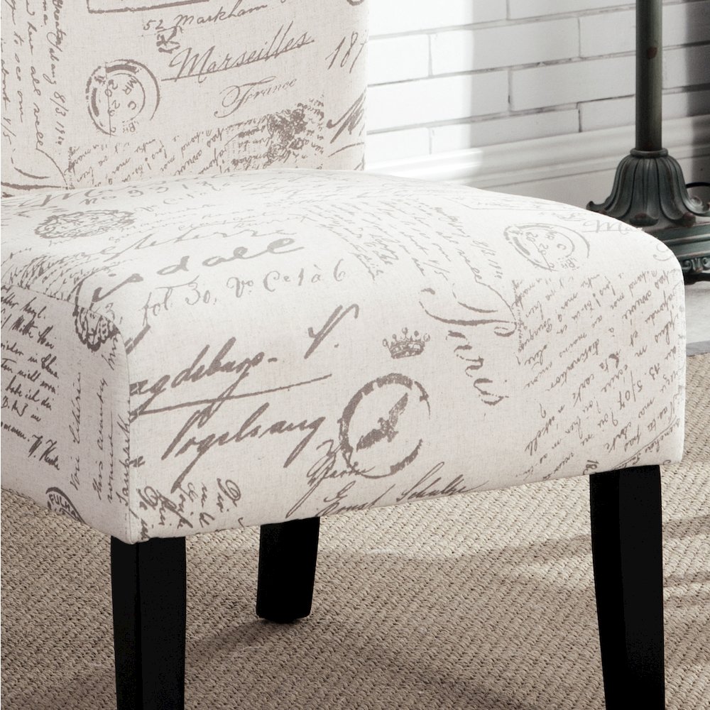 Capa English Letter Print Fabric Armless Contemporary Accent Chair. Picture 7