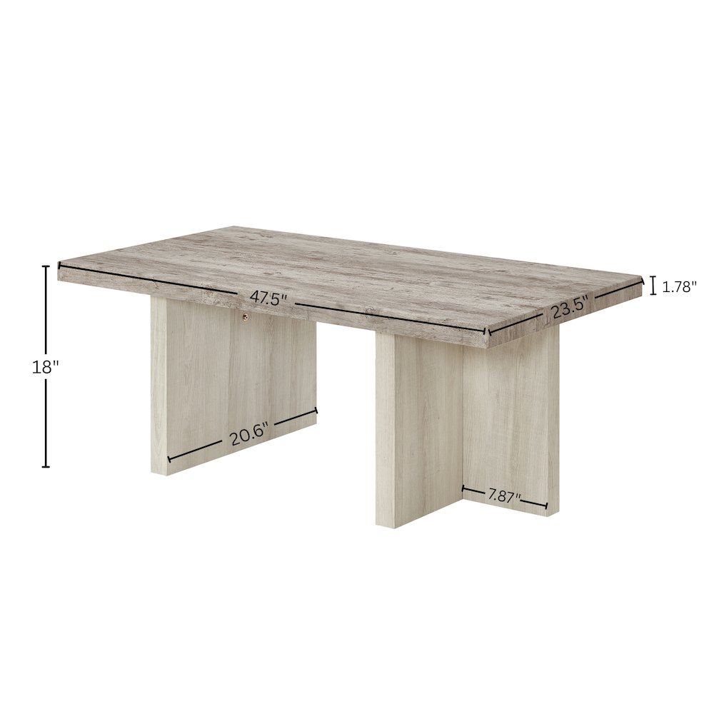Mchome Contemporary Coffee Table, Weathered Gray and Beige. Picture 9
