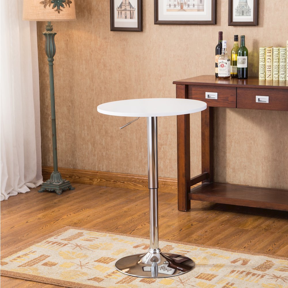Baxton Adjustable Wood and Metal Bar Table, White. Picture 3