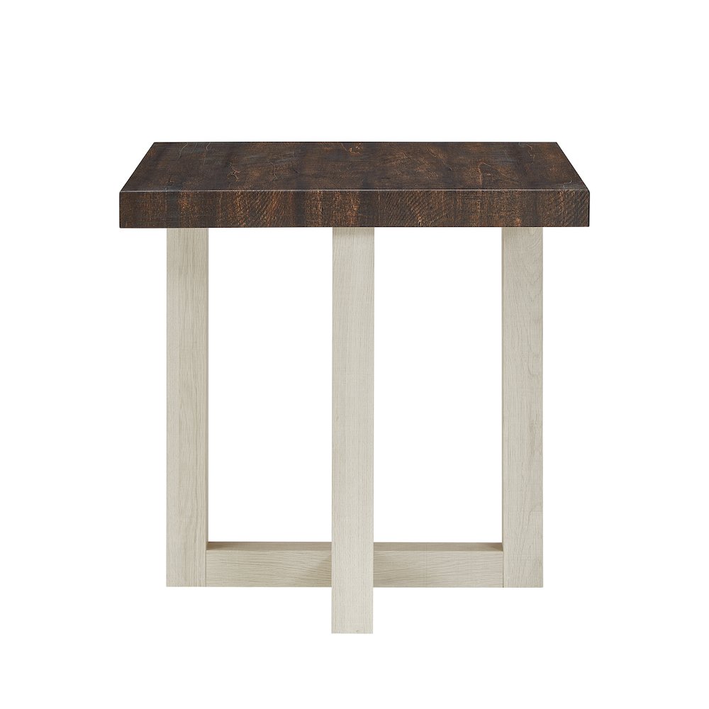 Luno Contemporary End Table, Walnut and White. Picture 7