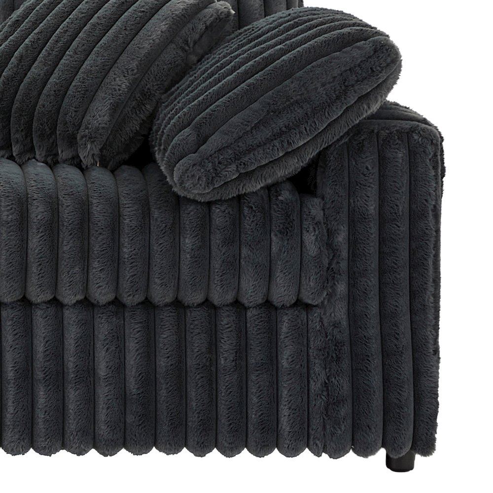 Belvoir 3-Piece Living Room Set, Sofa Cuddle Chaise and Ottoman, Charcoal. Picture 8