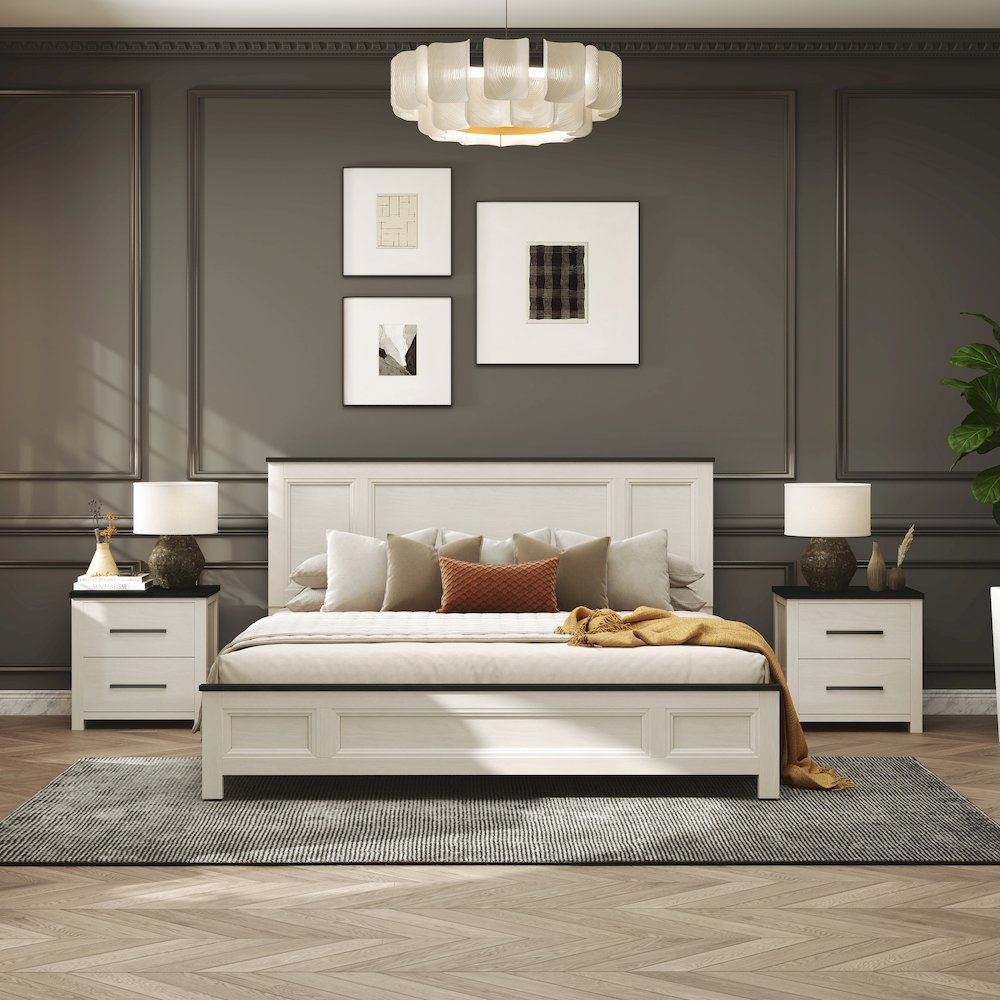 Realynn 3-Pc Bedroom Set, King Panel Bed, 2 Nightstands. Picture 2