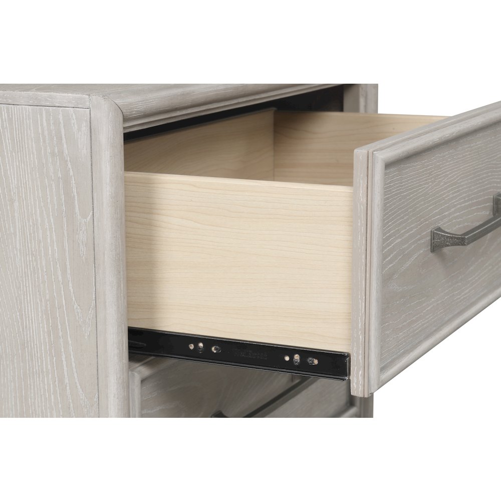 Seluna 2-Drawer Bedroom Nightstand with built-in USB port, Gray Oak Finish. Picture 7