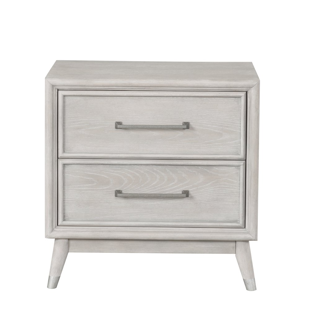 Seluna 2-Drawer Bedroom Nightstand with built-in USB port, Gray Oak Finish. Picture 3