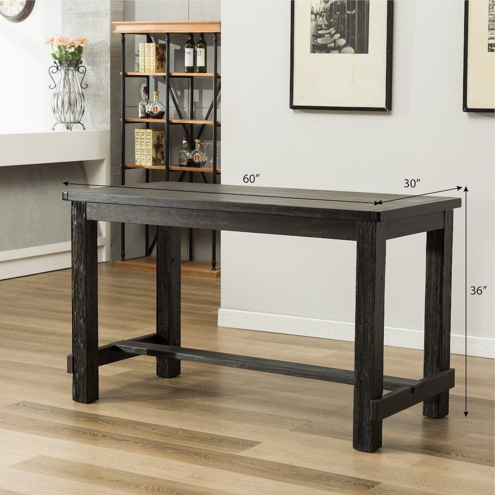 Lotusville Antique Black Finish Rectangular Wood Counter Height Dining Table. Picture 10