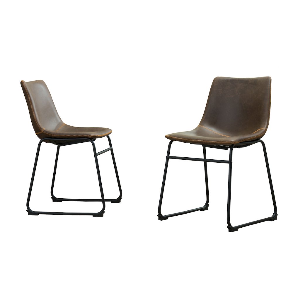 Lotusville Vintage PU Leather Dining Chairs, Antique Brown, Set of 2. Picture 1