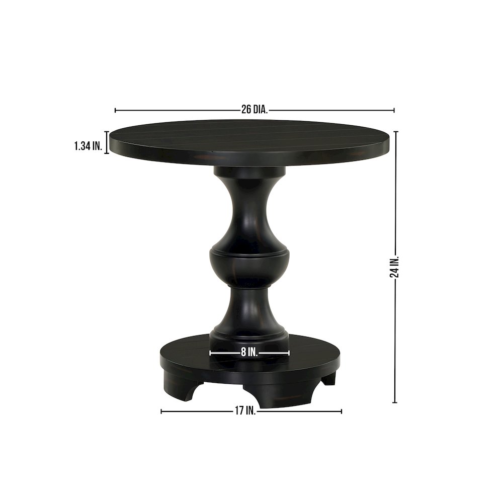 Caesar Traditional Round Pedestal End Table, Black. Picture 8