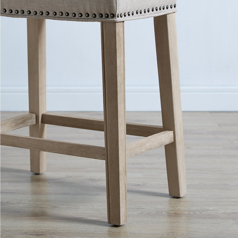 CoCo Upholstered Backless Saddle Seat Counter Stools 24", Set of 2, Tan. Picture 4